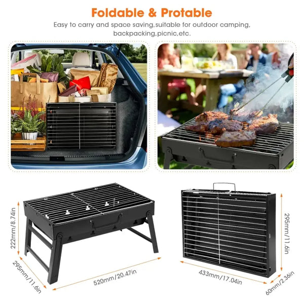 Parrilla Portátil barbacoa – Tipo Maletín con Patas Plegables